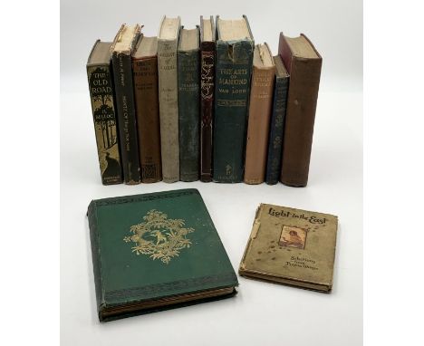 A collection of vintage and antiquarian books including The War and the Future H.G. Wells first edition, Stories Told in an A