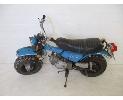 Barn find- A Suzuki RV90 "VanVan", a 90 cc  Suzuki manufactured abroad in 1972-first registered in UK in 2001.The speedometer