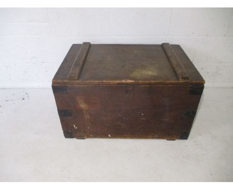 A wooden ships storage trunk, length 80cm.