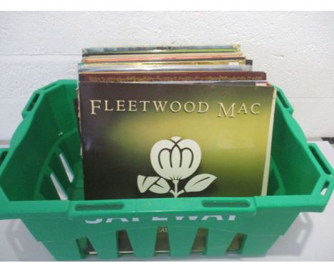 A collection of 12" vinyl records including Pink Floyd, Fleetwood Mac, The Beatles, Bob Dylan, Led Zeppelin, Jethro Tull, Win