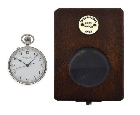 International Watch Company (IWC) for the Royal Navy - World War I-era stainless steel chronograph deck watch, H6, circa 1916