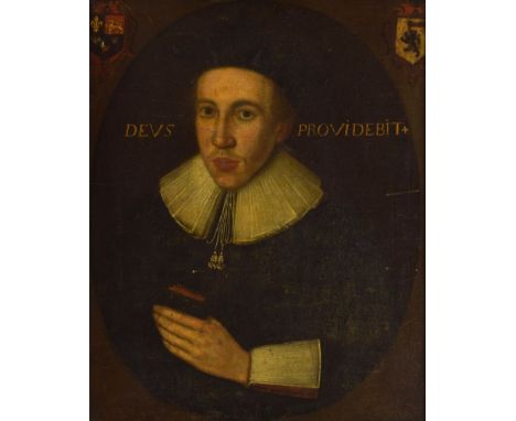 17th Century English School - Oil on canvas - Portrait of a scholar, a young man holding a book, perhaps a prayer book, dated