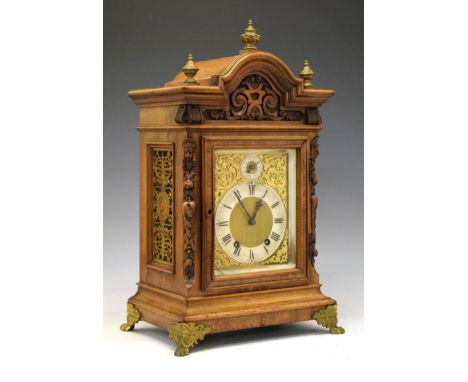 Early 20th Century German walnut-cased bracket clock, Lorenz Furtwangler &amp; Sohne, retailed by Arnold Lewis Manchester, th