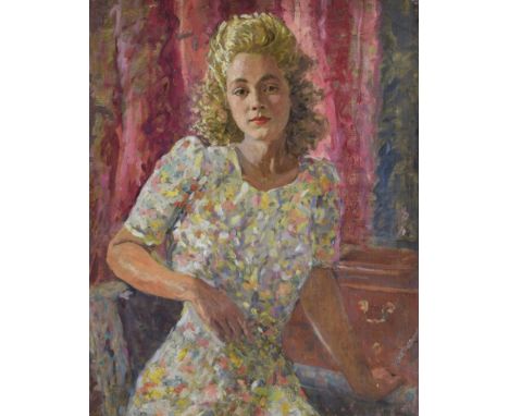 Attributed to Murray Urquhart (1880-1972) - Oil on canvas - Portrait of a lady, possibly the artist's second wife Muriel, uns