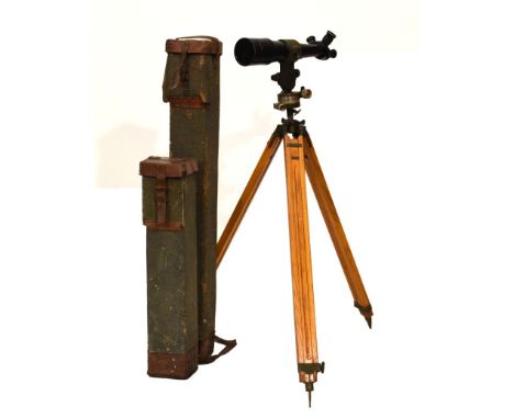 20th Century French Observation Telescope, Model of 1917, No.9927, E. Krauss, Paris, with 3-inch lens, tapering black-lacquer