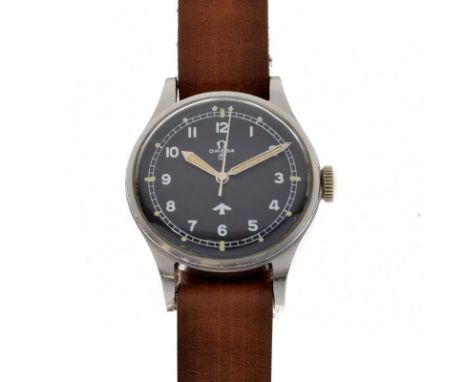 Omega, British Military 1953 R.A.F. Issue antimagnetic wristwatch, ref:CK2777 SC Staybrite stainless steel case, matt black d
