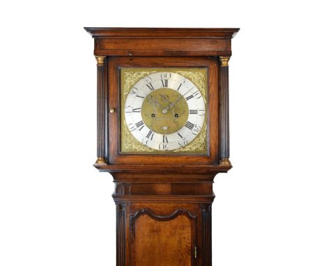 George III oak and walnut-cased eight day brass dial longcase clock, Samuel Smith, Holywell, circa 1775, the 12.5-inch square