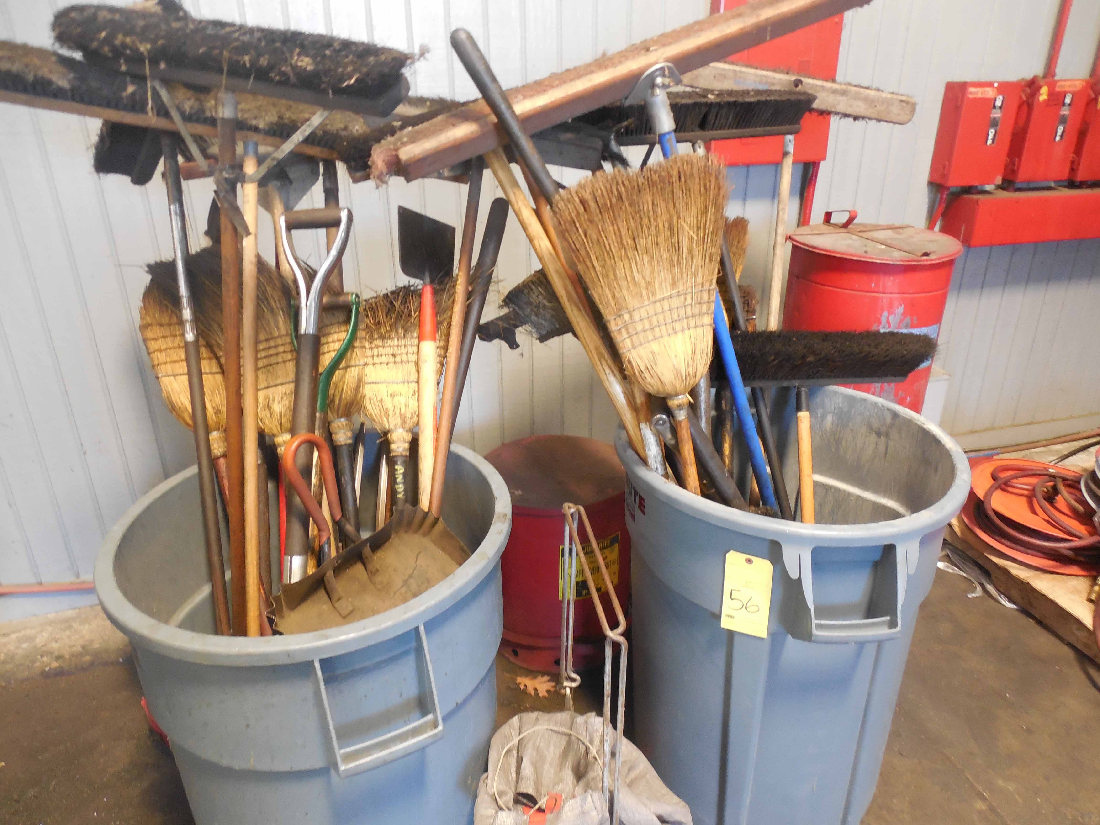 LOT CONSISTING OF shovels, brooms, trash bins