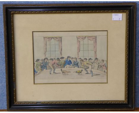 A mirror and cock fighting print