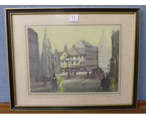 T. Townsend, Water Fountain and Lister Gate, Nottingham, watercolour