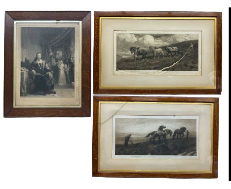 Herbert Thomas Dicksee (British 1862-1942): Ploughing the Fields, pair etchings signed in pencil; Samuel Bellin (British 1799