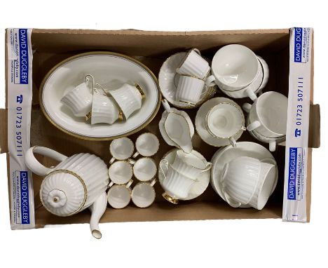 Spode 'Midas' pattern coffee set for eight, set of seven similar design Paragon coffee cups and saucers, pair of Royal Worces