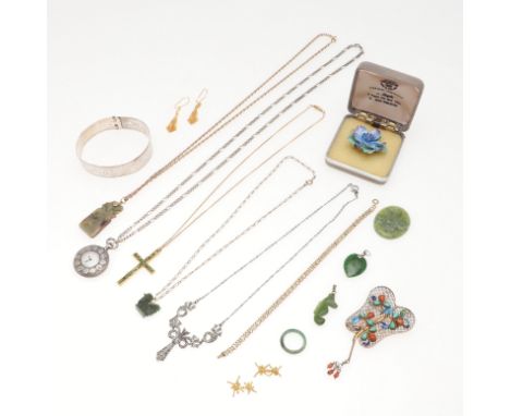 including a silver buckle bangle, a lady's silver fob watch, an 18ct gold fancy link bracelet, 7.9 grams and various other it