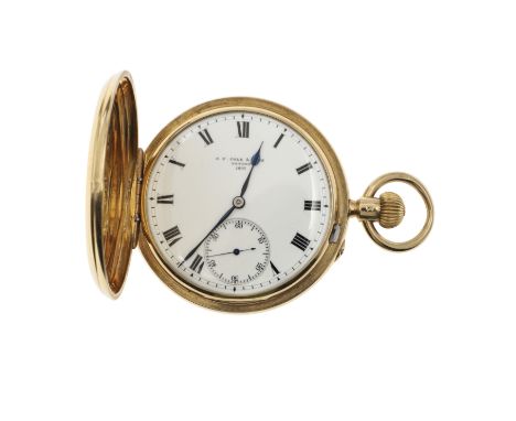 the signed white enamel dial with Roman numerals and subsidiary seconds dial, with presentation inscription to the inner case