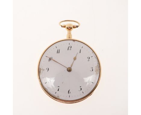 the white enamel dial with Arabic numerals, metal inner plate, 55mm dia., 109 grams, together with an 18ct gold curb link wat