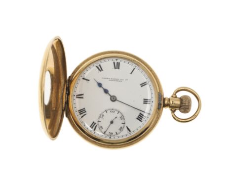 the signed white enamel dial with Roman numerals and subsidiary seconds dial, with 18ct gold inner plate, Swiss lever movemen