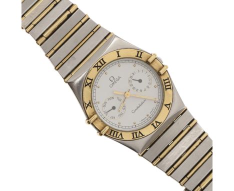 signed white enamel dial with dot numerals and Roman numerals to the bezel, with Omega logo to the winder and to the deployan