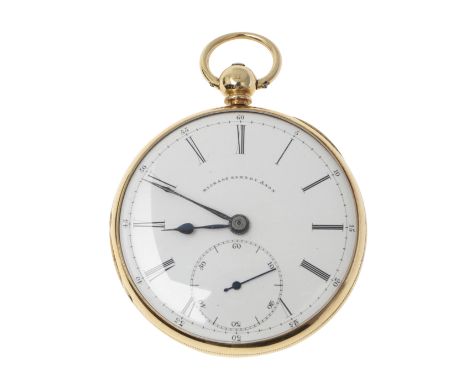 the signed white enamel dial with Roman numerals and subsidiary seconds dial, with cartouche decoration to the back case, 50m