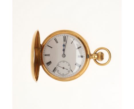 the white enamel dial with Roman numerals and subsidiary seconds dial, three quarter 16 jewels movement, 50mm dia., 99.6 gram