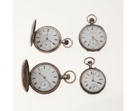 the signed white enamel dial with Roman numerals and subsidiary seconds dial, 50mm dia., together with four other assorted si