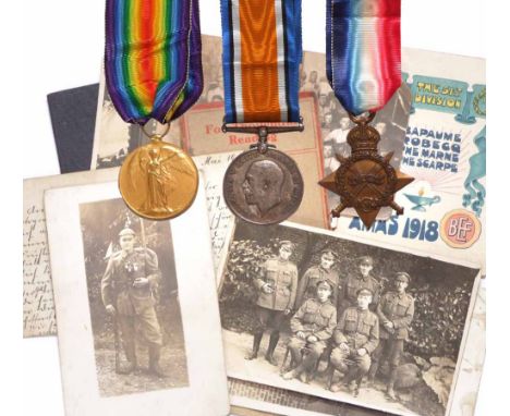 World War 1 group of three medals awarded to M2-073031 PTE. ARTHUR ASTBURY A.S.C. to include 1914-15 Star; British War Medal 