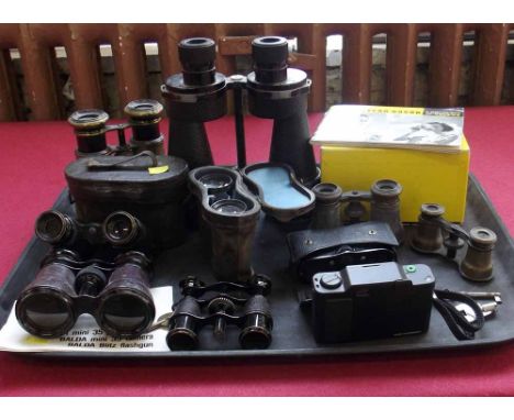 Ross and Co. army issue binoculars, together with a collection of opera glasses, cameras etc. Condition report: see terms and