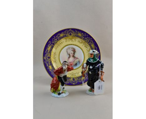 An early 20th century Vienna porcelain cabinet plate, the central plateau painted with a portrait study, possibly Marie Antoi