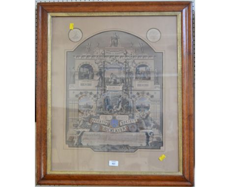 A projected plan of a Falmouth working boat a decorative lithograph of the Operative Society of Bricklayers and a Napoleonic 