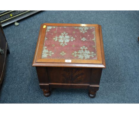 A Victorian single mahogany box commode with carpet inset top