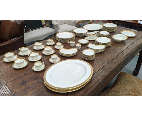 ROYAL WORCESTER PART DINNER SERVICE, Durham pattern, nine dinner plates, nine side plates, nine soup bowls, six tea cups and 