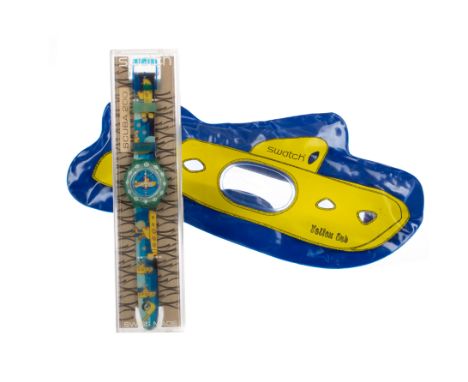 BEATLES INTEREST - SWATCH SCUBA 200 'YELLOW SUBMARINE' QUARTZ WRIST WATCH, the round coloured dial with image of a yellow sub