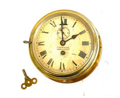 Vintage F Smith and son Southampton ships clock, untested 