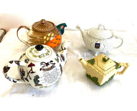 Selection of 4 vintage tea pots
