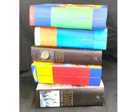 Five Harry Potter First Edition books to include- Order of the Phoenix, Goblet of Fire, Half Blood Price and The Deathly Hall