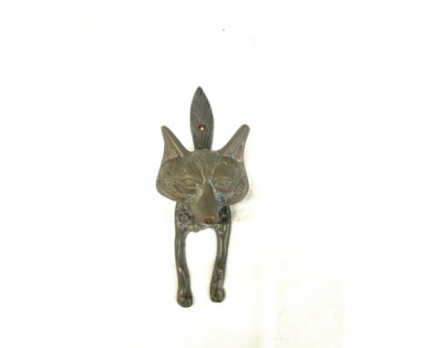 Vintage fox door knocker measures approx 10 inches tall by 3.5 inches deep