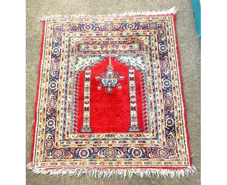 Vintage prayer rug, Width 37.5 inches, Length 41 inches
