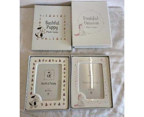Selection of new in packaging Bashful Unicorn, Bashful puppy ceramic photo frames - 16 frames in total