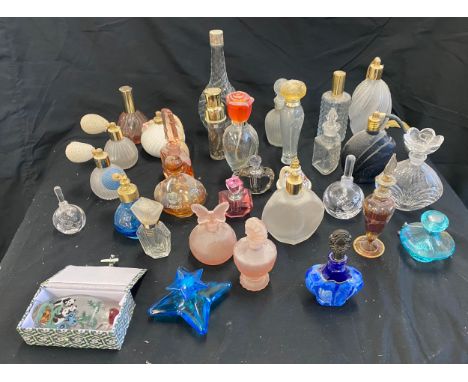Selection of vintage and later perfume scent bottles 