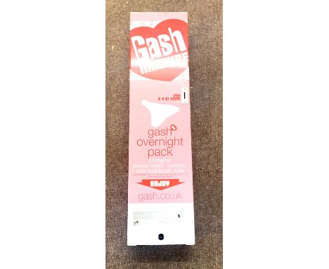 Small vintage Gash front cover for vending machine, approximate measurements: Height 30 inches, Width 8 inches, Depth 5 inche