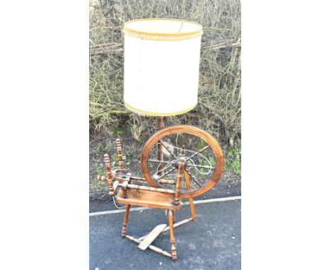 Vintage spinning wheel lamp overall height approx 56 inches