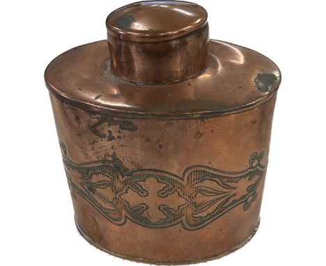 Art nouveau copper tea caddy by Joseph Sankey and sons 