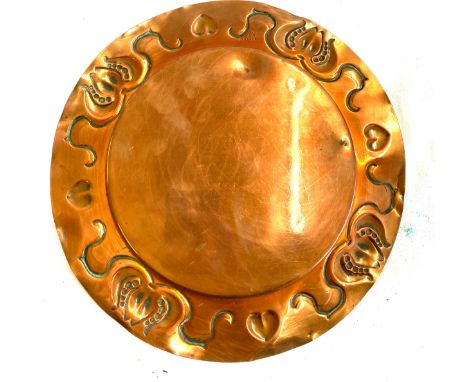 Vintage art nouveau tray by J.S &amp; S, approximate diameter 11 inches