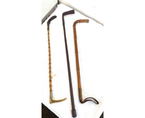 Selection of vintage and later riding crops includes 2 Silver rimmed