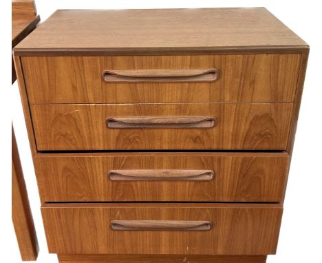 Vintage 4 drawer G Plan chest, approximate measurements Width 28 inches, Height 31 inches, Depth 17.5 inches