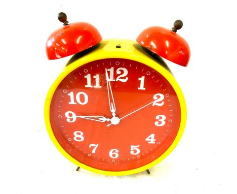 Large vintage West Germany alarm clock, approximate measurements: Height 10.5 inches