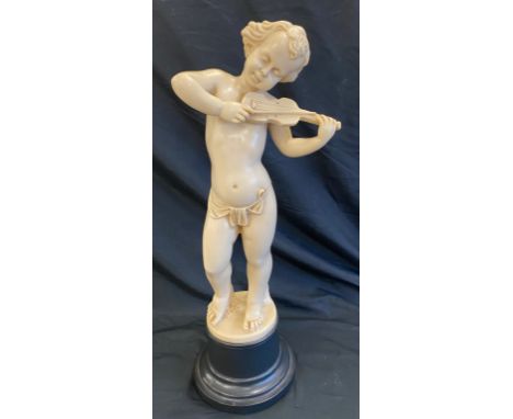 Vintage resin Cherub on plinth, approximate height 22 inches