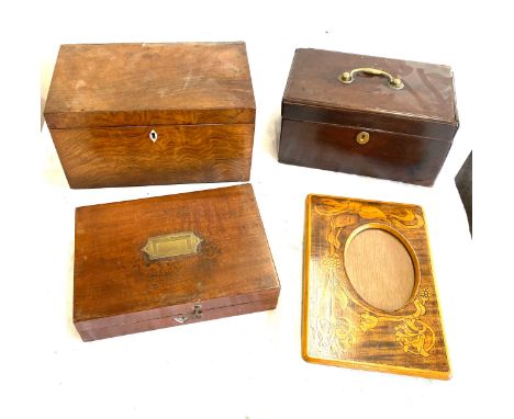 Selection of vintage wooden boxes , picture frame, etc 