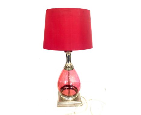 Vintage cranberry glass lamp, working order, total height 