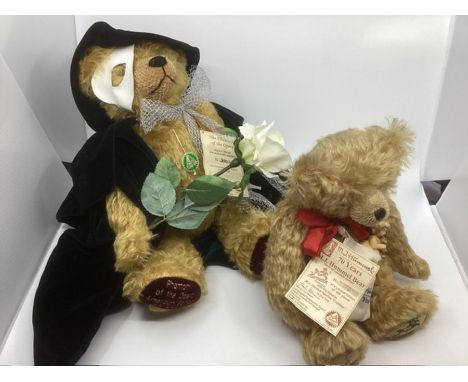 Hermann German mohair Teddy bear phantom of the Opera 16” artist teddy bear 300/500 and a Hermann Hummel mohair Ltd edt 14” b