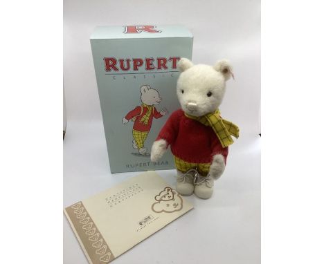 Steiff Rupert The Bear alpaca fine boxed toy 653568 white tag 2473/3000 2007 with cert- beautiful toy in softest Alpaca plush